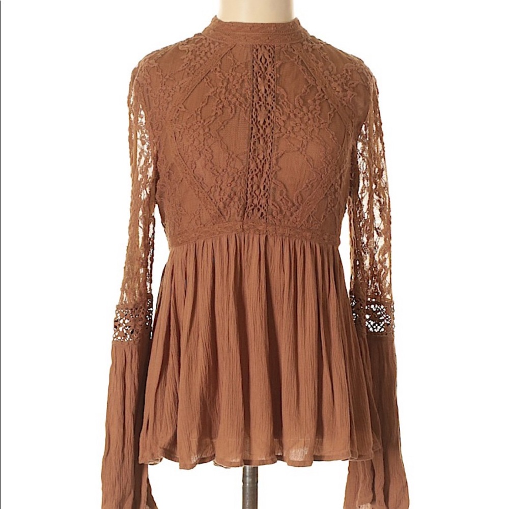 Lace Long Bell Sleeve Blouse